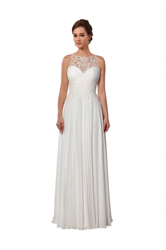 Avorio Linea A Illusione Sweep treno Chiffona Boho Abiti da sposa Fabbrica