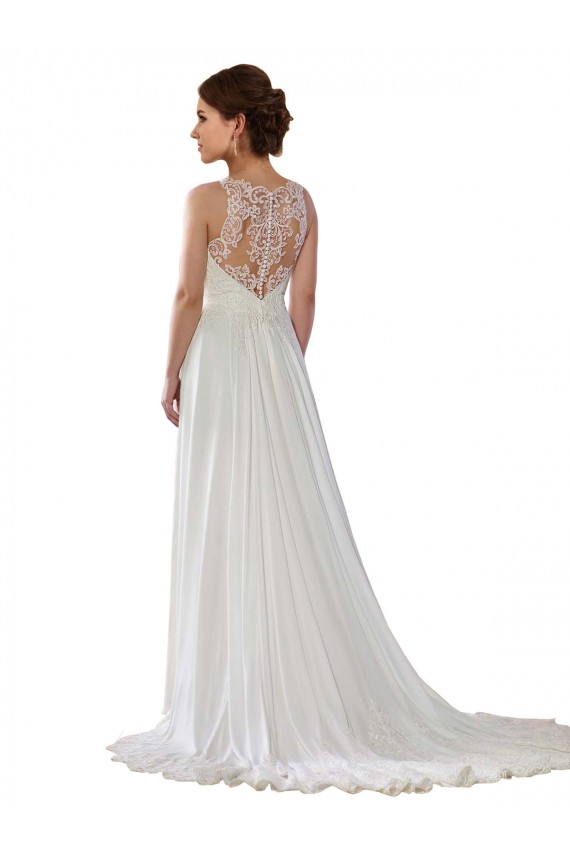 Avorio Linea A Illusione Sweep treno Chiffona Boho Abiti da sposa Fabbrica