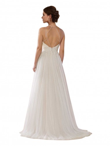 Avorio Linea A Illusione Sweep treno Tulle Abiti da sposa Fabbrica