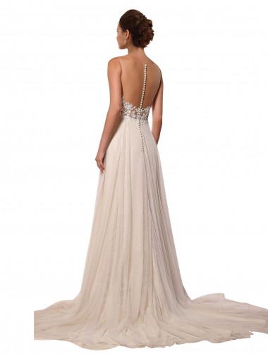 Avorio Linea A Illusione Tulle Pizzo Abiti da sposa Fabbrica