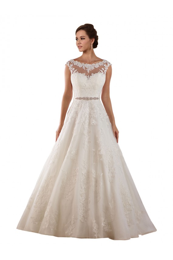 Avorio Linea A Illusione Tulle Pizzo Classico Abiti da sposa Fabbrica