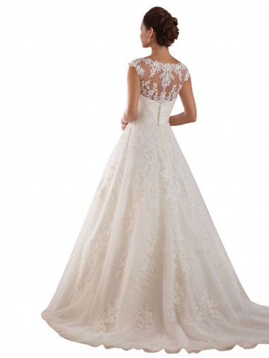 Avorio Linea A Illusione Tulle Pizzo Classico Abiti da sposa Fabbrica