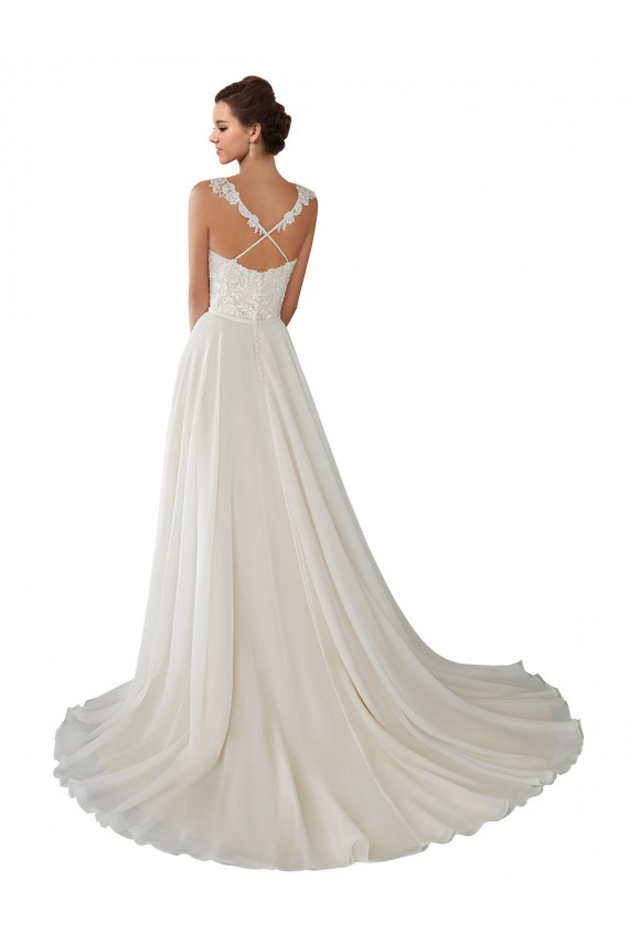Avorio Linea A Innamorato Chiffona Pizzo Abiti da sposa Fabbrica