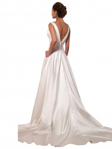 Avorio Linea A Scollatura a V Raso Abiti da sposa Fabbrica
