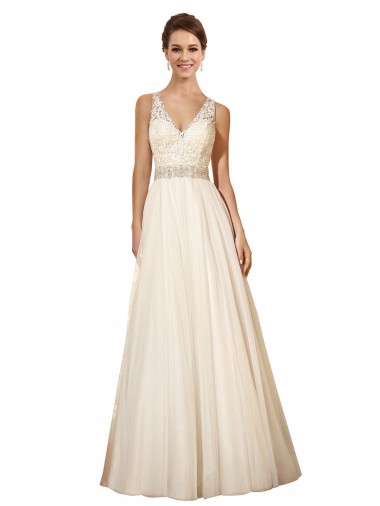 Avorio Linea A Scollatura a V Tulle Abiti da sposa Fabbrica