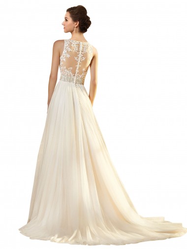 Avorio Linea A Scollatura a V Tulle Abiti da sposa Fabbrica