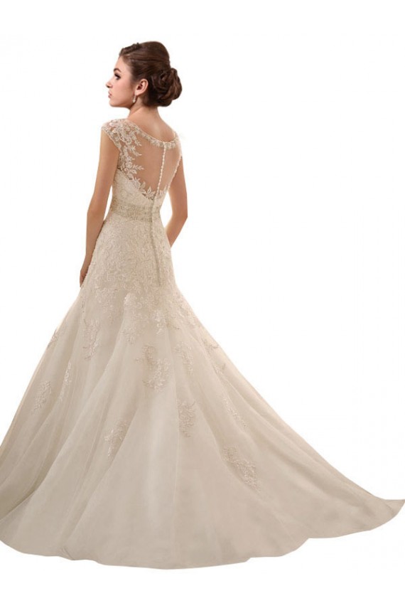 Avorio Linea A Scollatura a V Tulle Pizzo Abiti da sposa Fabbrica