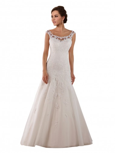 Avorio Linea A Scoop Tulle Abiti da sposa Fabbrica