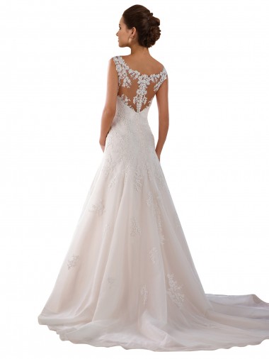 Avorio Linea A Scoop Tulle Abiti da sposa Fabbrica