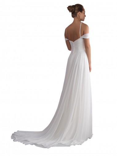 Avorio Linea A Sweep treno Chiffona Spiaggia Abiti da sposa Fabbrica