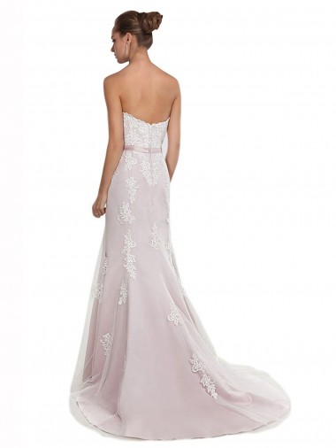 Avorio & Rosa Stile sirena Senza spalline Sweep treno Tulle Pizzo Spiaggia Abiti da sposa Fabbrica