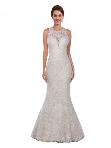 Avorio Stile sirena Alto Collo Pizzo Abiti da sposa Fabbrica