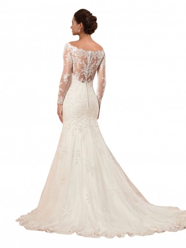 Avorio Stile sirena Barca Pizzo Abiti da sposa Fabbrica