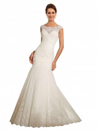 Avorio Stile sirena Barca Tulle Pizzo Abiti da sposa Fabbrica