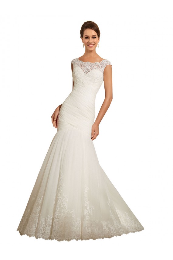 Avorio Stile sirena Barca Tulle Pizzo Abiti da sposa Fabbrica