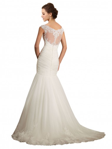 Avorio Stile sirena Barca Tulle Pizzo Abiti da sposa Fabbrica