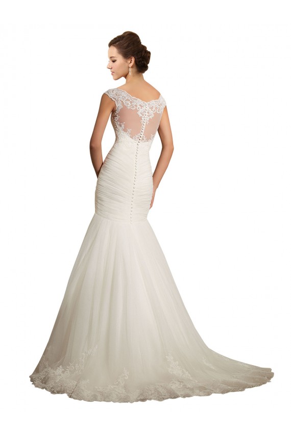 Avorio Stile sirena Barca Tulle Pizzo Abiti da sposa Fabbrica