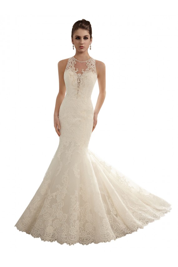 Avorio Stile sirena Illusione Pizzo Abiti da sposa Fabbrica
