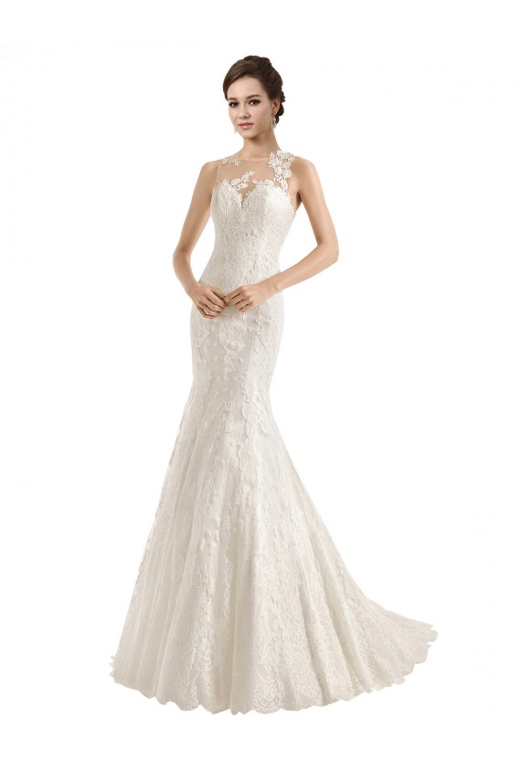 Avorio Stile sirena Illusione Pizzo Abiti da sposa Fabbrica