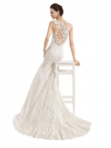 Avorio Stile sirena Illusione Pizzo Abiti da sposa Fabbrica