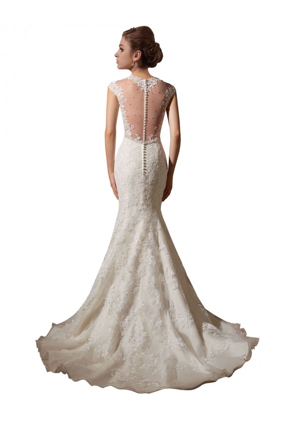 Avorio Stile sirena Illusione Scollatura a V Tulle Pizzo Abiti da sposa Fabbrica