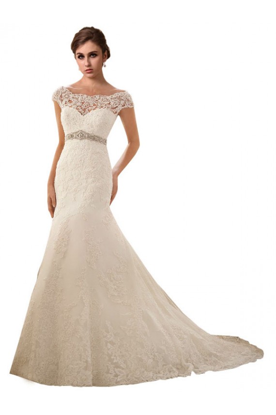 Avorio Stile sirena Illusione Tulle Pizzo Abiti da sposa Fabbrica