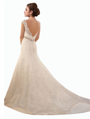 Avorio Stile sirena Illusione Tulle Pizzo Abiti da sposa Fabbrica