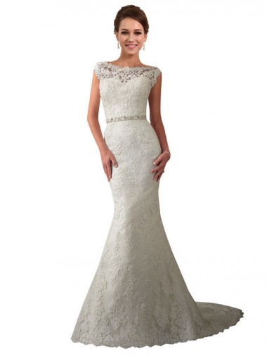Avorio Stile sirena Illusione Tulle Pizzo Abiti da sposa Fabbrica