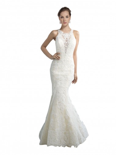 Avorio Stile sirena Illusione Tulle Spiaggia Abiti da sposa Fabbrica