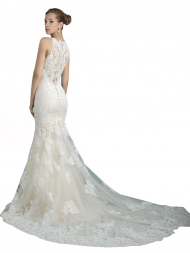 Avorio Stile sirena Illusione Tulle Spiaggia Abiti da sposa Fabbrica