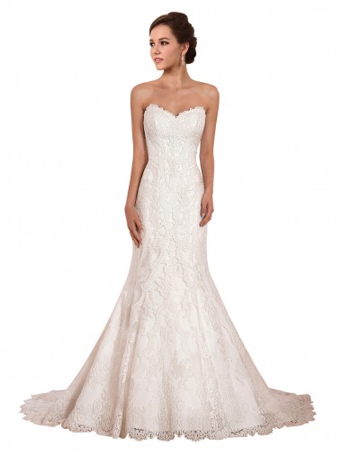 Avorio Stile sirena Innamorato Pizzo Abiti da sposa Fabbrica