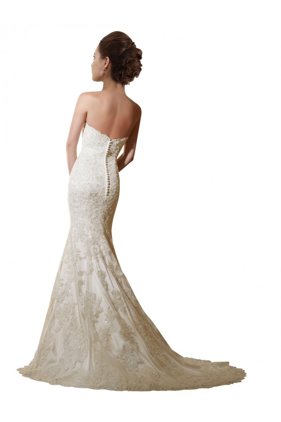 Avorio Stile sirena Innamorato Raso Pizzo Abiti da sposa Fabbrica