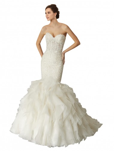 Avorio Stile sirena Innamorato Tulle Abiti da sposa Fabbrica