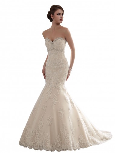 Avorio Stile sirena Innamorato Tulle Pizzo Classico Abiti da sposa Fabbrica