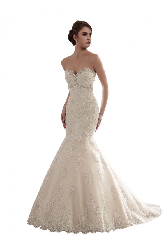 Avorio Stile sirena Innamorato Tulle Pizzo Classico Abiti da sposa Fabbrica