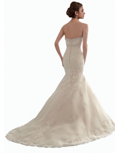 Avorio Stile sirena Innamorato Tulle Pizzo Classico Abiti da sposa Fabbrica