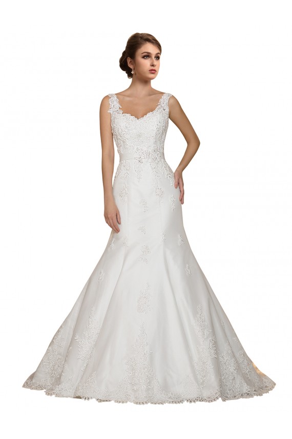 Avorio Stile sirena Scollatura a V Pizzo Abiti da sposa Fabbrica