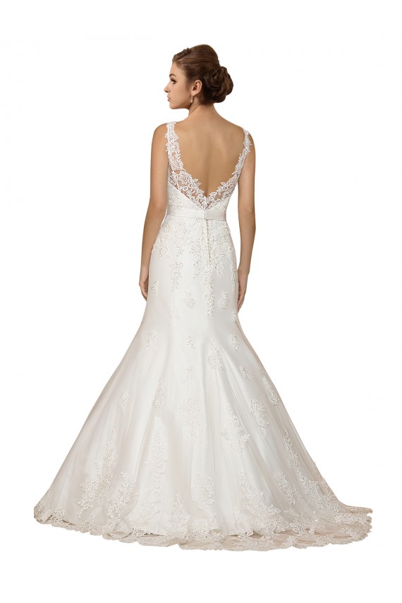 Avorio Stile sirena Scollatura a V Pizzo Abiti da sposa Fabbrica