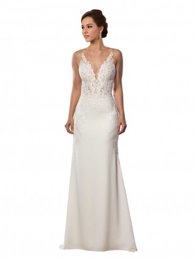 Avorio Stile sirena Scollatura a V Pizzo Crespo Elastico Abiti da sposa Fabbrica