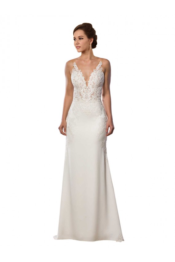 Avorio Stile sirena Scollatura a V Pizzo Crespo Elastico Abiti da sposa Fabbrica
