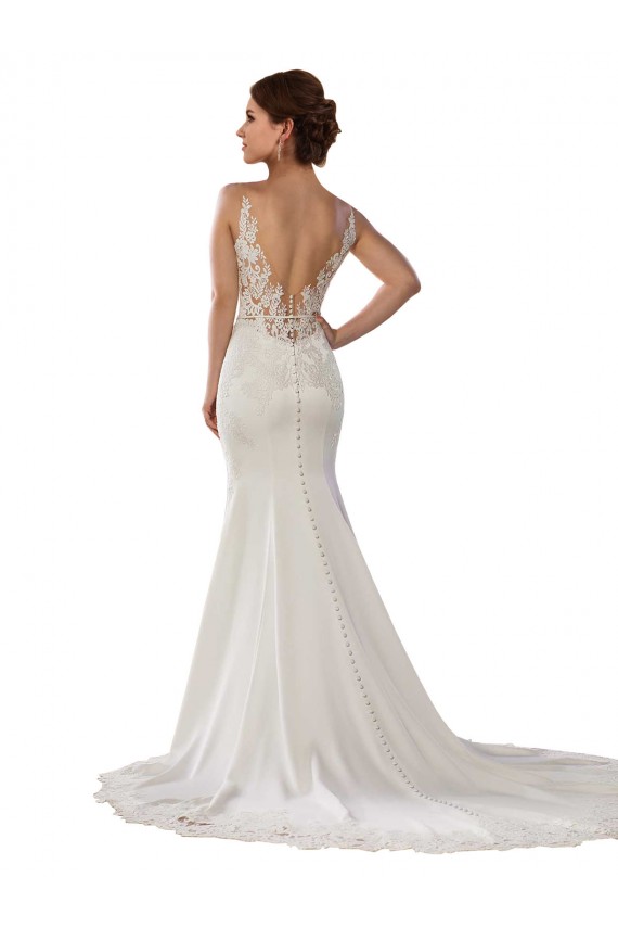 Avorio Stile sirena Scollatura a V Pizzo Crespo Elastico Abiti da sposa Fabbrica