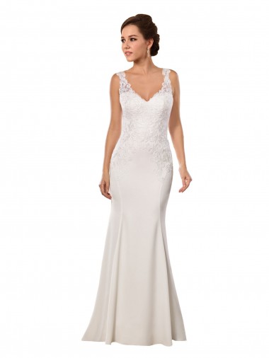 Avorio Stile sirena Scollatura a V Pizzo Crespo Elastico Abiti da sposa Fabbrica