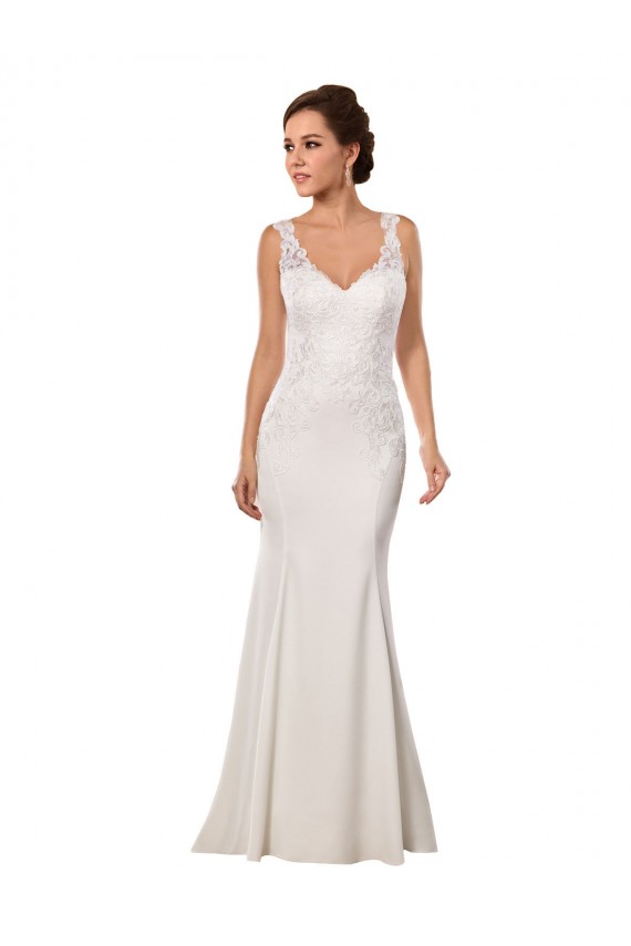 Avorio Stile sirena Scollatura a V Pizzo Crespo Elastico Abiti da sposa Fabbrica