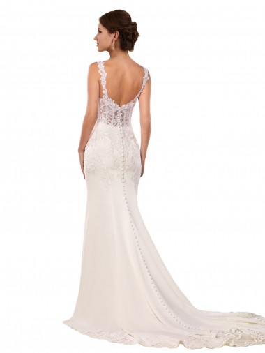 Avorio Stile sirena Scollatura a V Pizzo Crespo Elastico Abiti da sposa Fabbrica