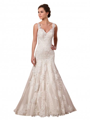 Avorio Stile sirena Scollatura a V Tulle Pizzo Abiti da sposa Fabbrica