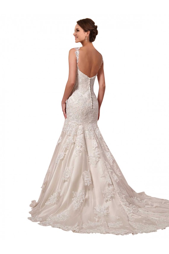 Avorio Stile sirena Scollatura a V Tulle Pizzo Abiti da sposa Fabbrica
