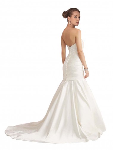 Avorio Stile sirena Senza spalline Raso Spiaggia Abiti da sposa Fabbrica