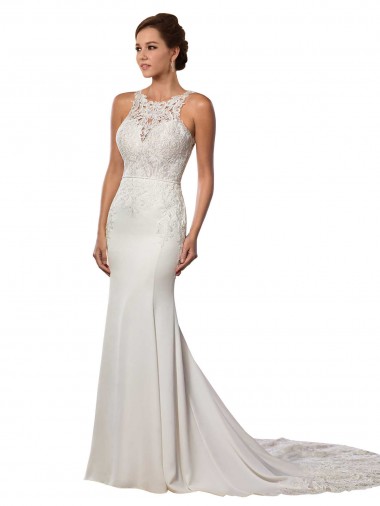 Avorio Tubino Alto Collo Pizzo Abiti da sposa Fabbrica