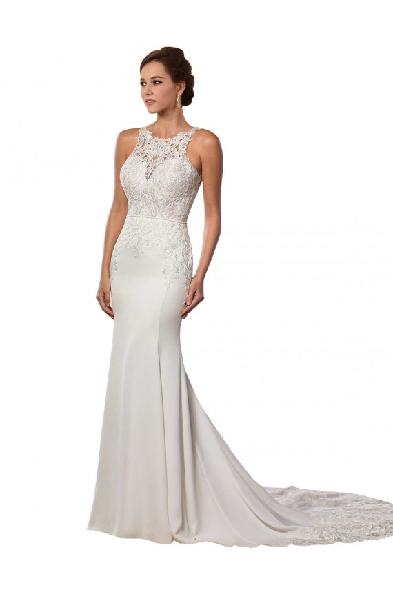 Avorio Tubino Alto Collo Pizzo Abiti da sposa Fabbrica