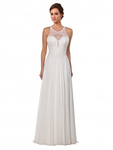 Avorio Tubino Illusione Chiffona Abiti da sposa Fabbrica